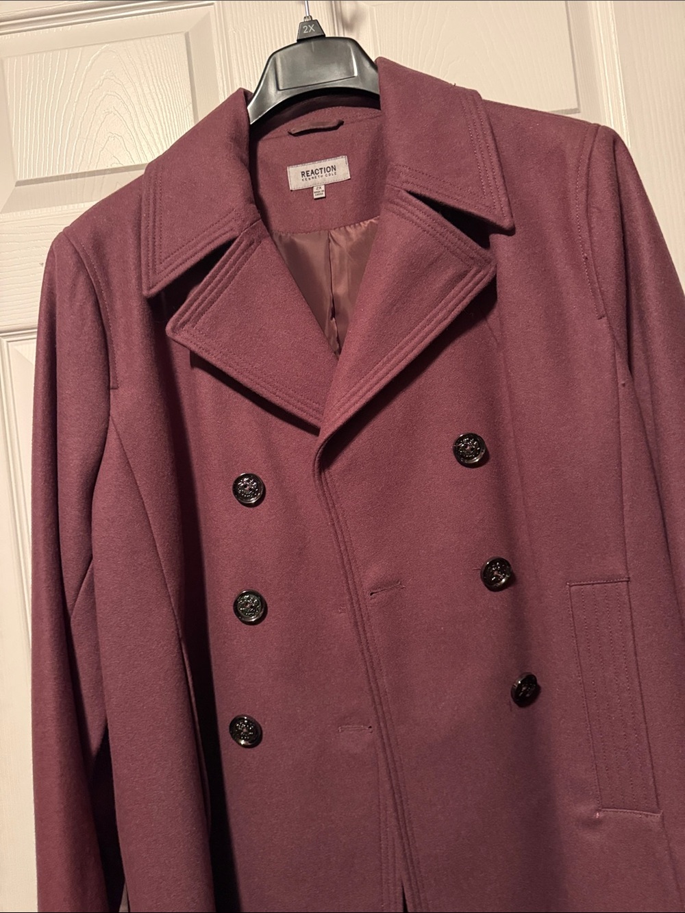 Kenneth Cole Reaction Women's Double-Breasted Pea Coat in Wine